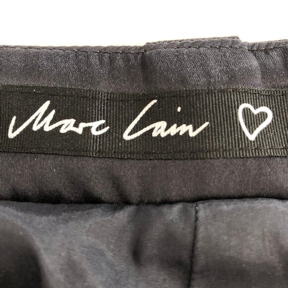 Marc Cain Wide Leg Wool+Poly Lined Cuffed Pinstripe Pants Blk & Gry Sz N4 (US10) - Picture 9 of 12